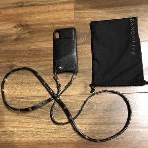 Sarah Pebble Leather Crossbody Bandolier Black